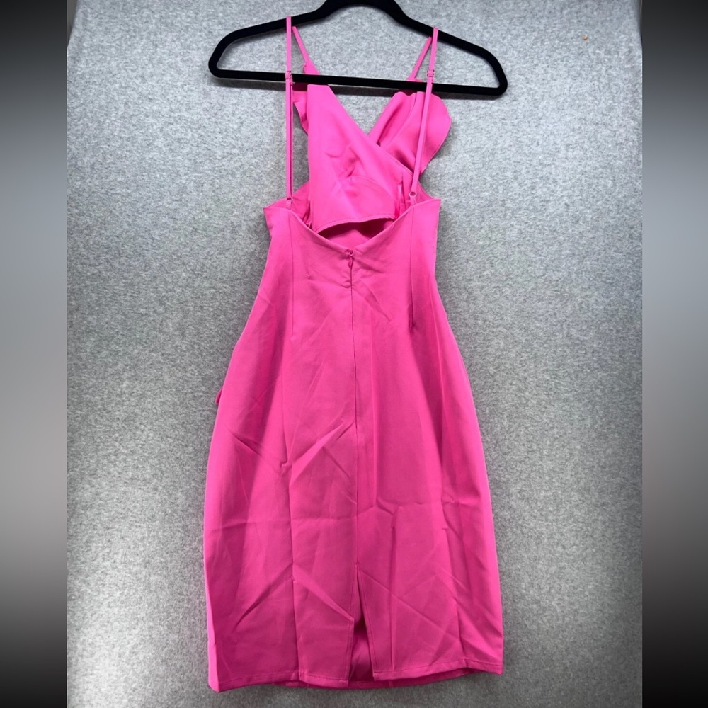 Elegant Fuchsia Ruffle Mini Dress - Picture 5 of 10